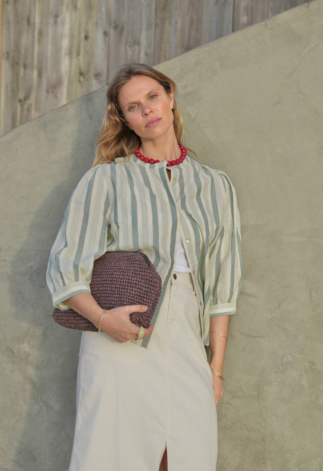 Camisa | Blusa de riscas green