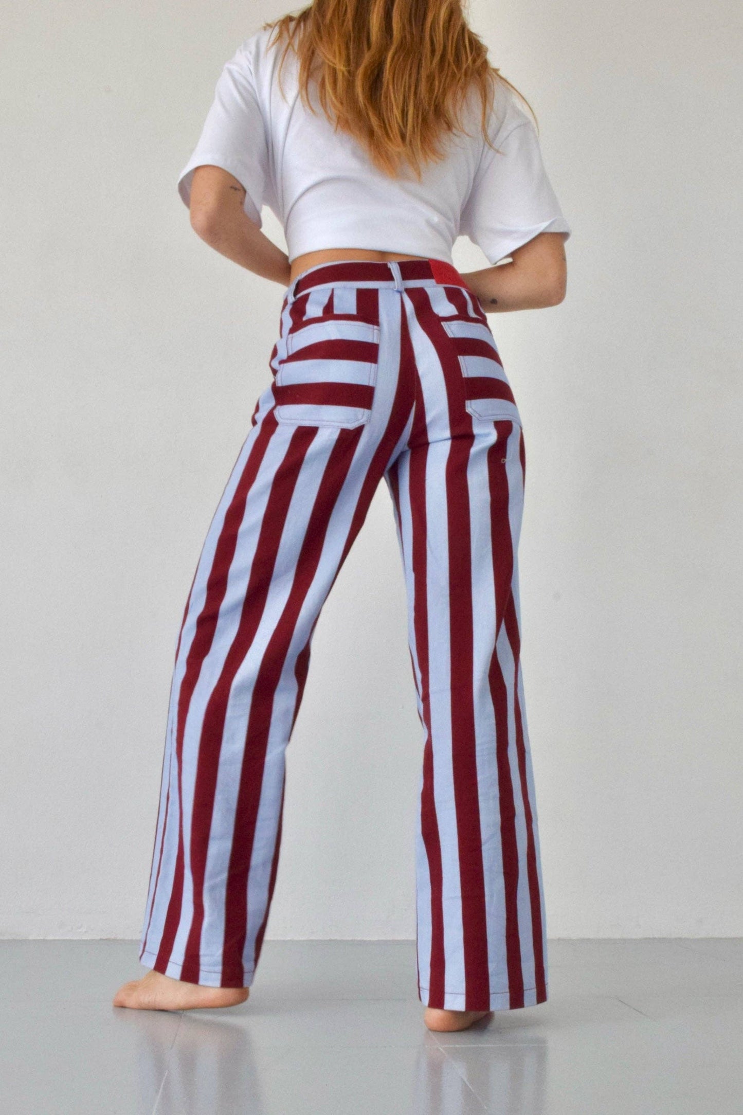 Jeans Valeria Riscas Borgonha e Celeste: 40