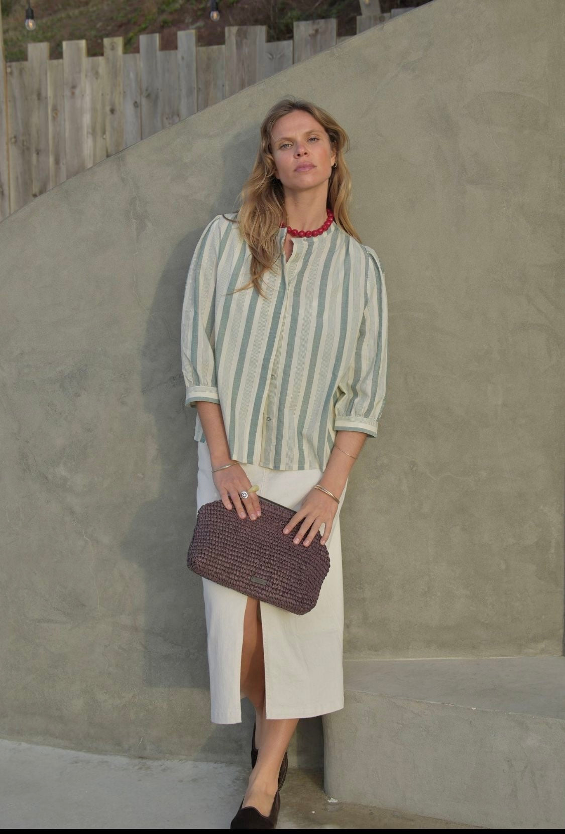 Camisa | Blusa de riscas green