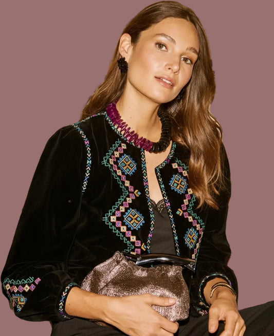 Jaqueta de Veludo bordada