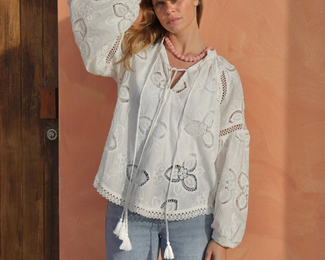Camisa | Blusa bordada 100% algodão