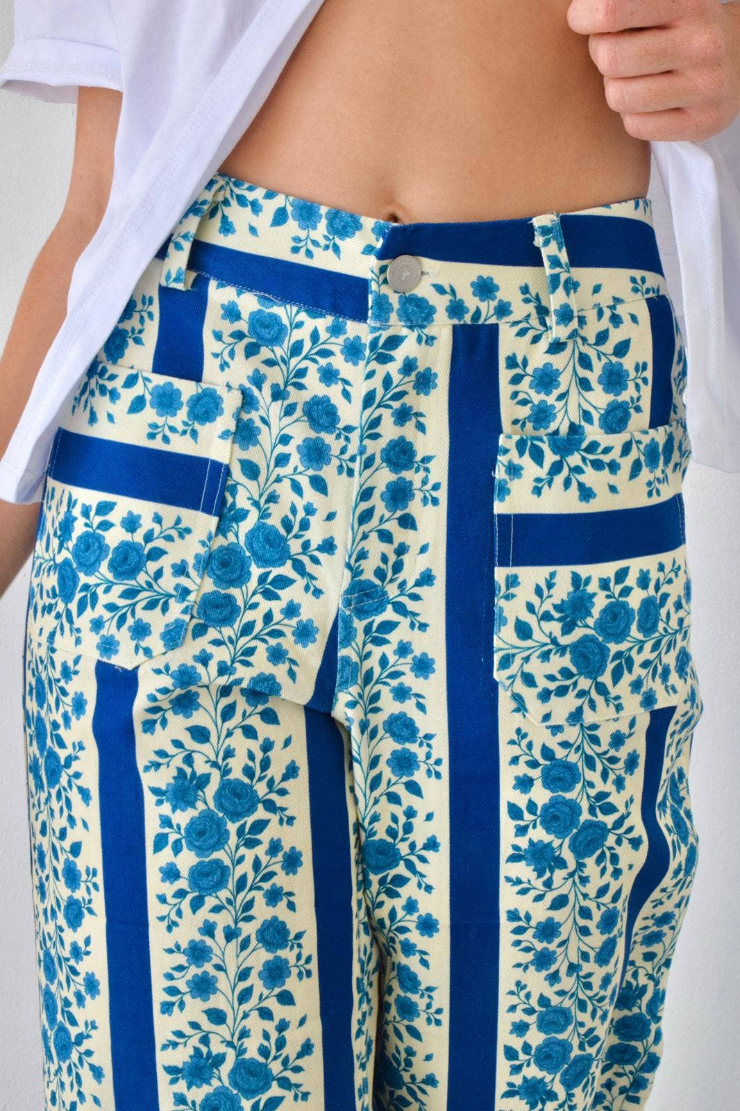 Jeans Valéria Flores Azul: 38