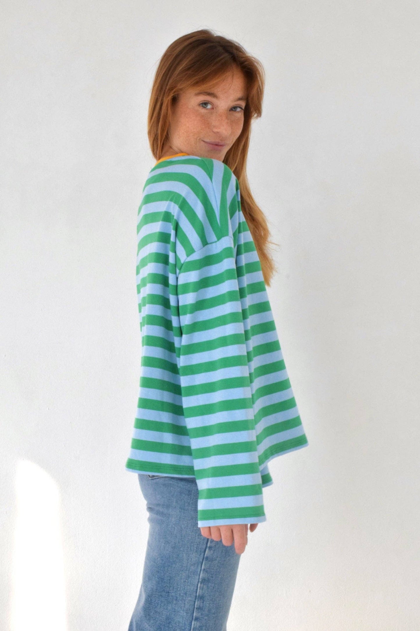 Camiseta Núria Verde e Azul-marinho: S