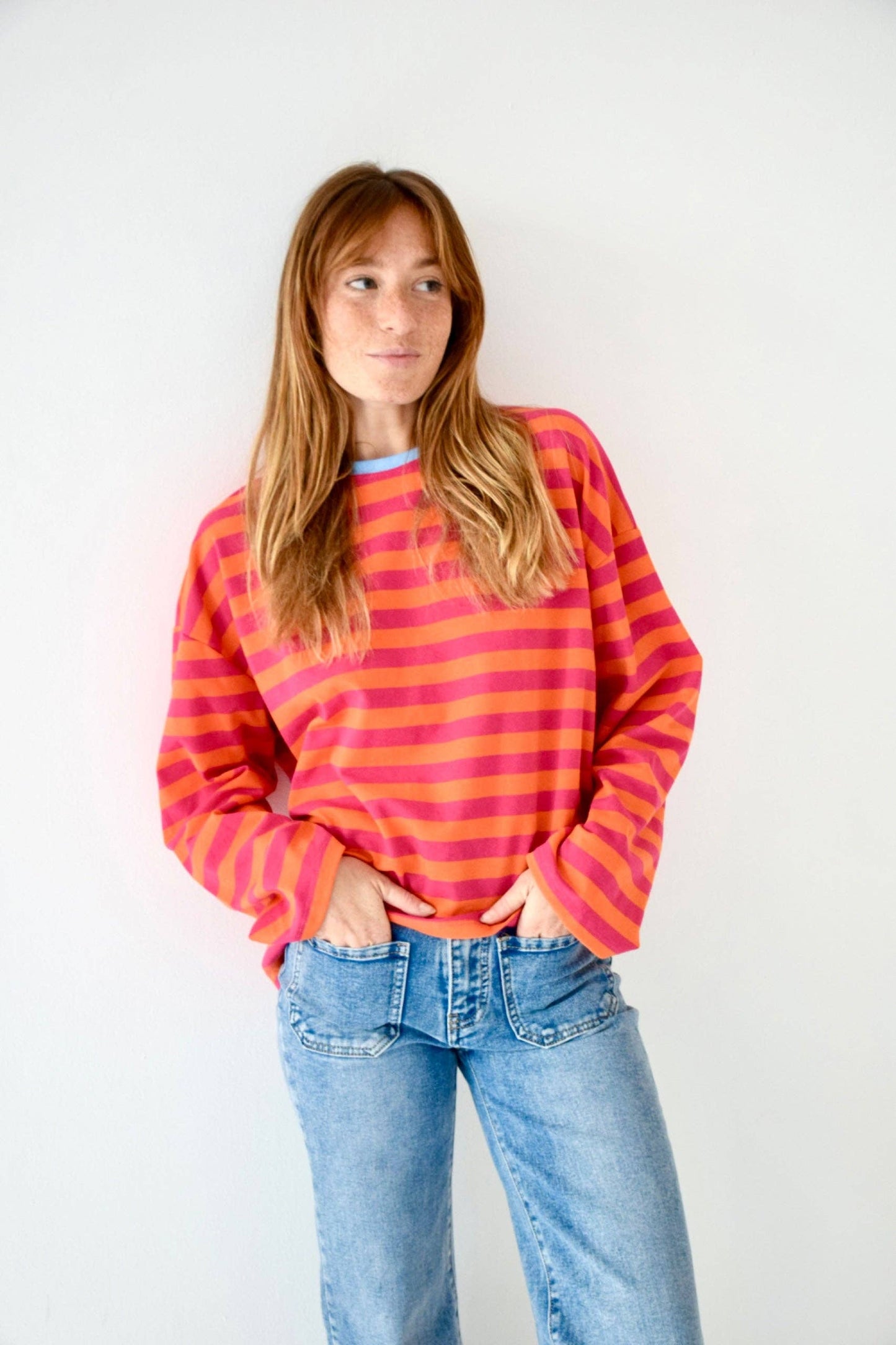 T-shirt Núria fúcsia e laranja: M