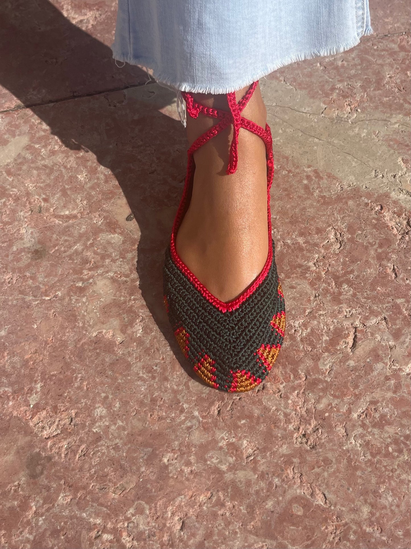 Sandália de crochet