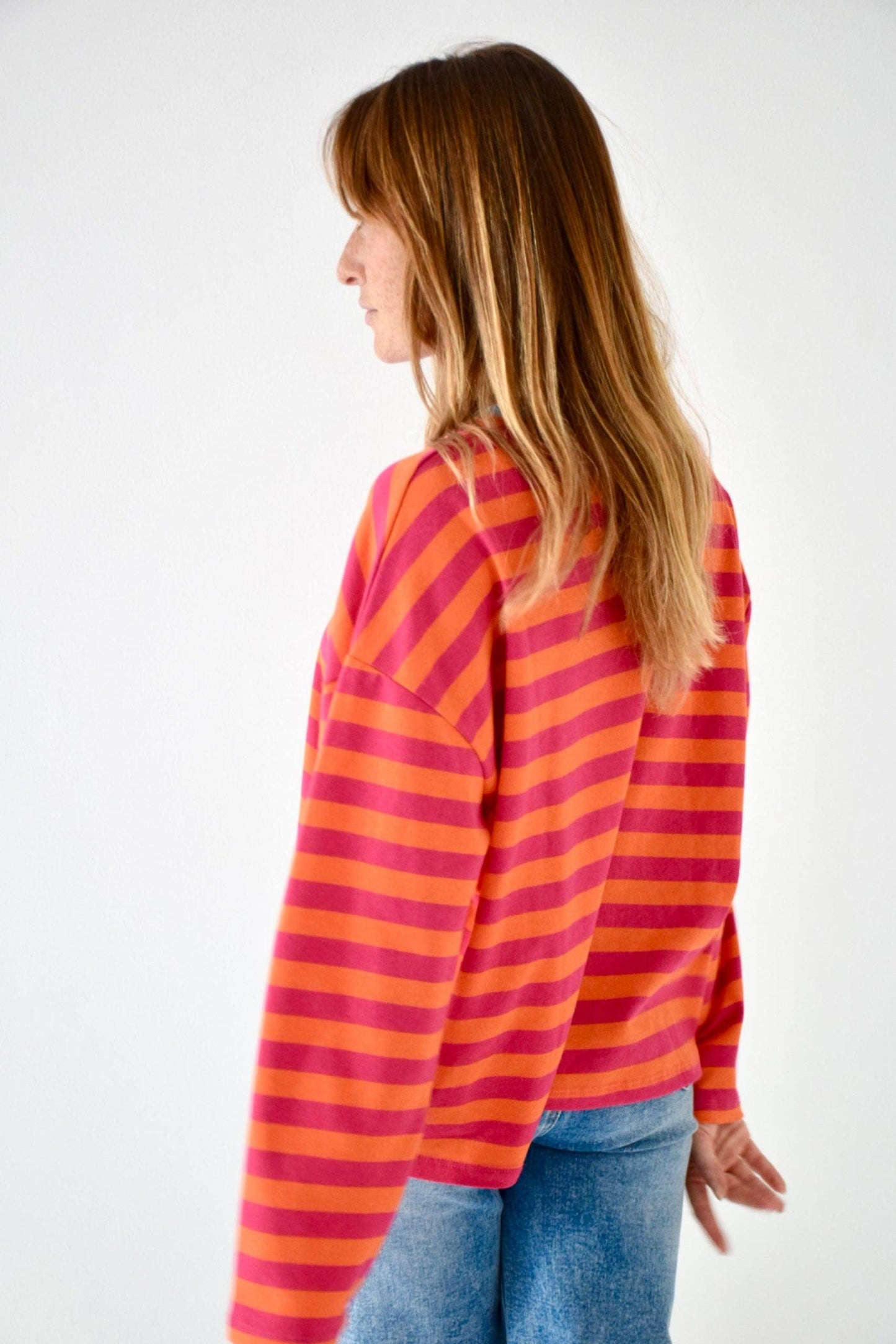 T-shirt Núria fúcsia e laranja: M