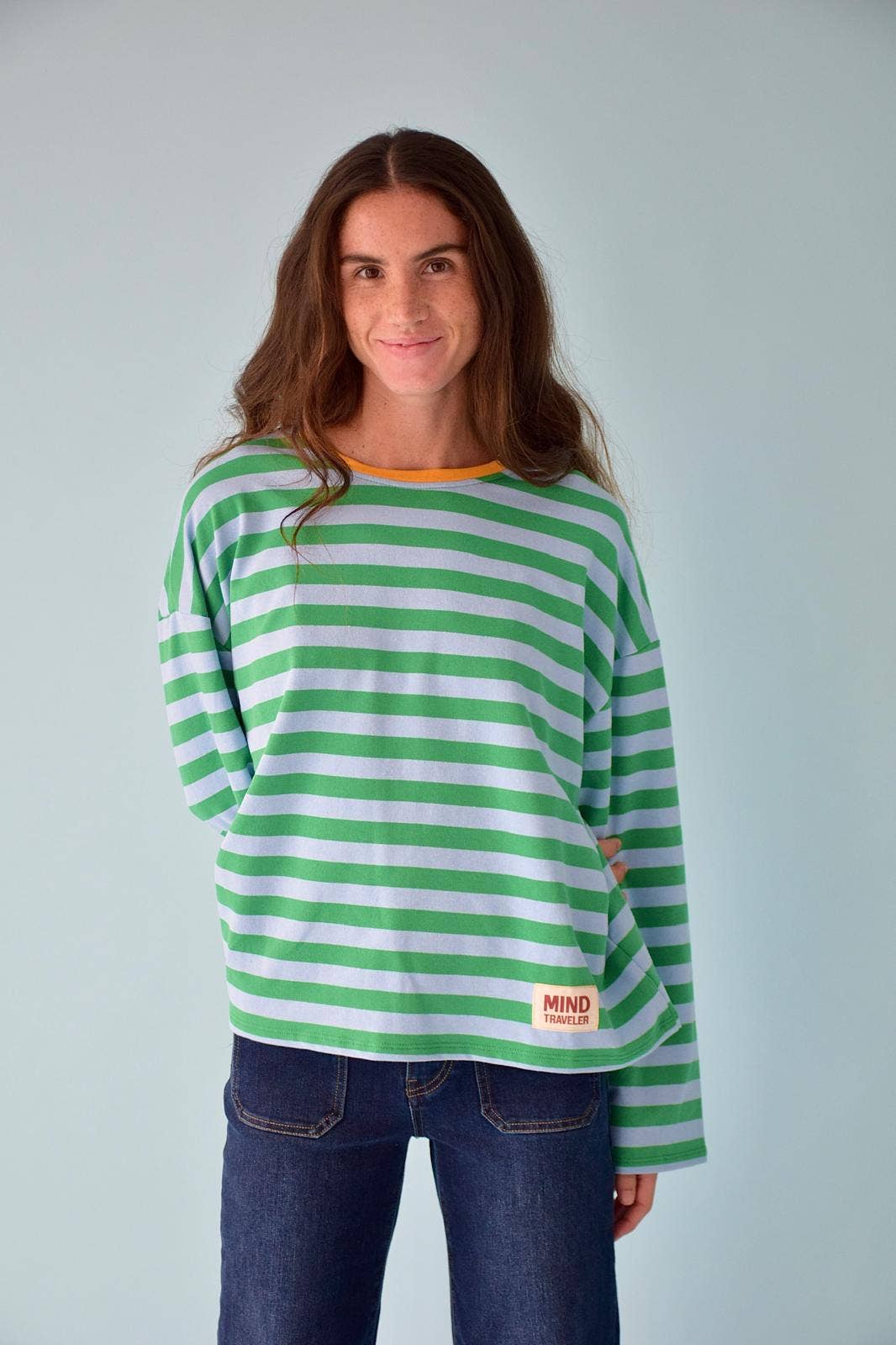 Camiseta Núria Verde e Azul: L