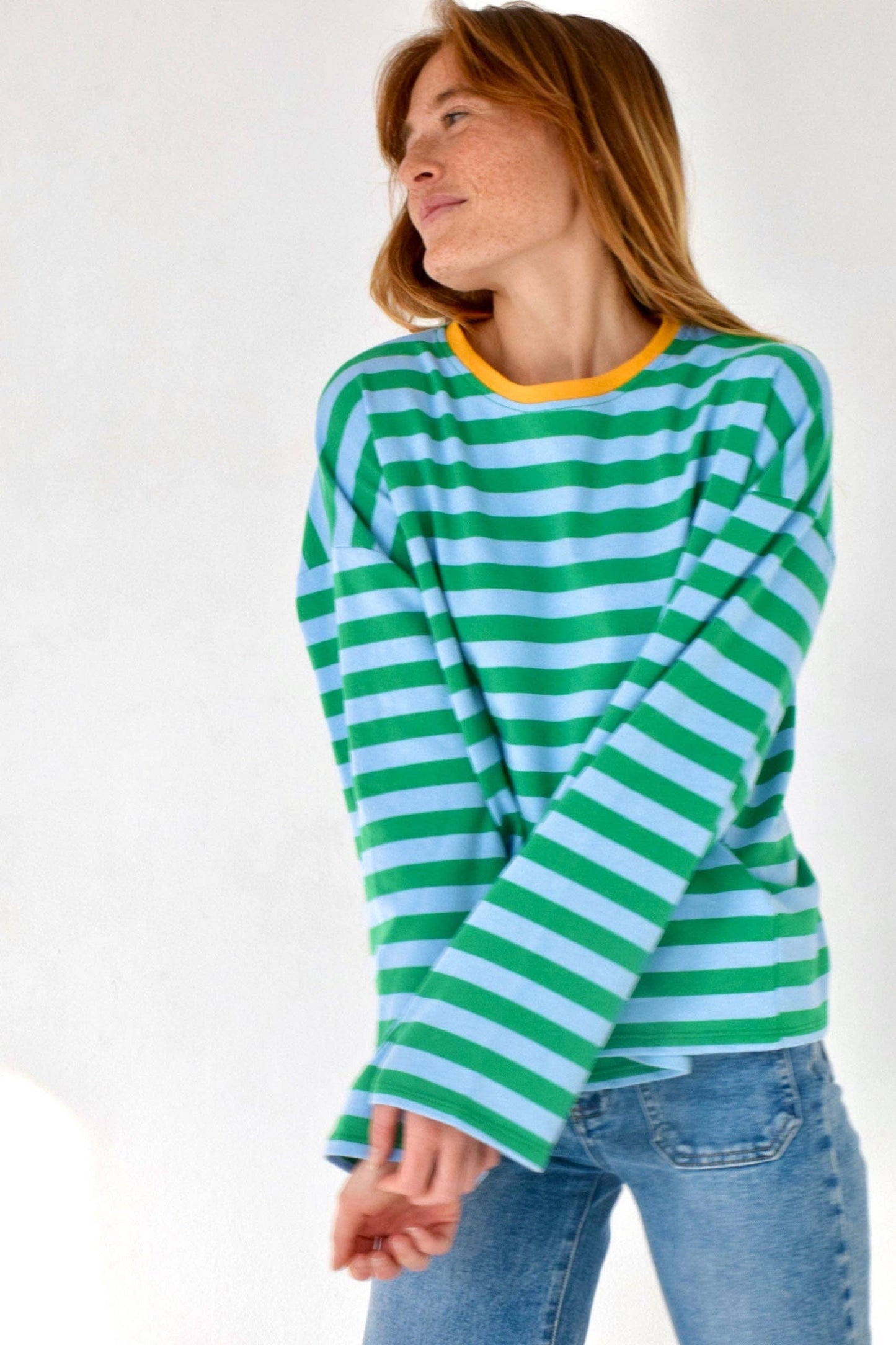 Camiseta Núria Verde e Azul-marinho: S