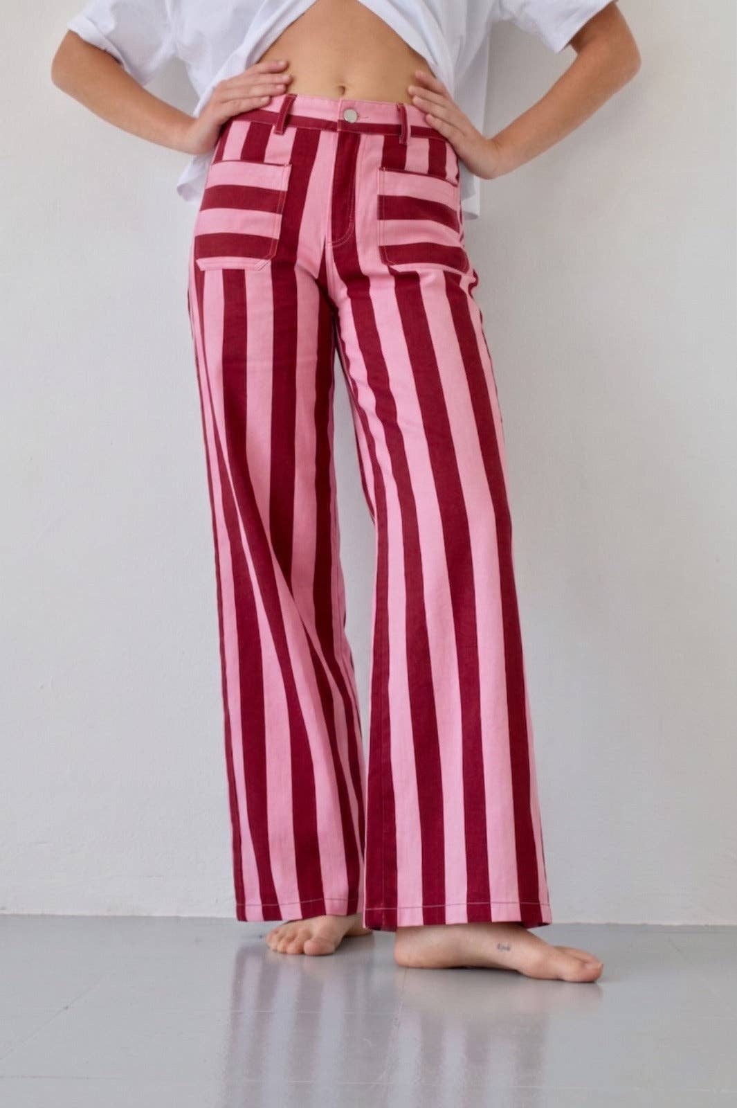 Jeans Valeria Riscas Bordô e Rosa: 38