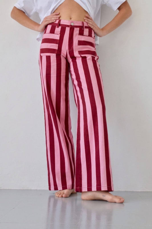 Jeans Valeria Riscas Bordô e Rosa: 38