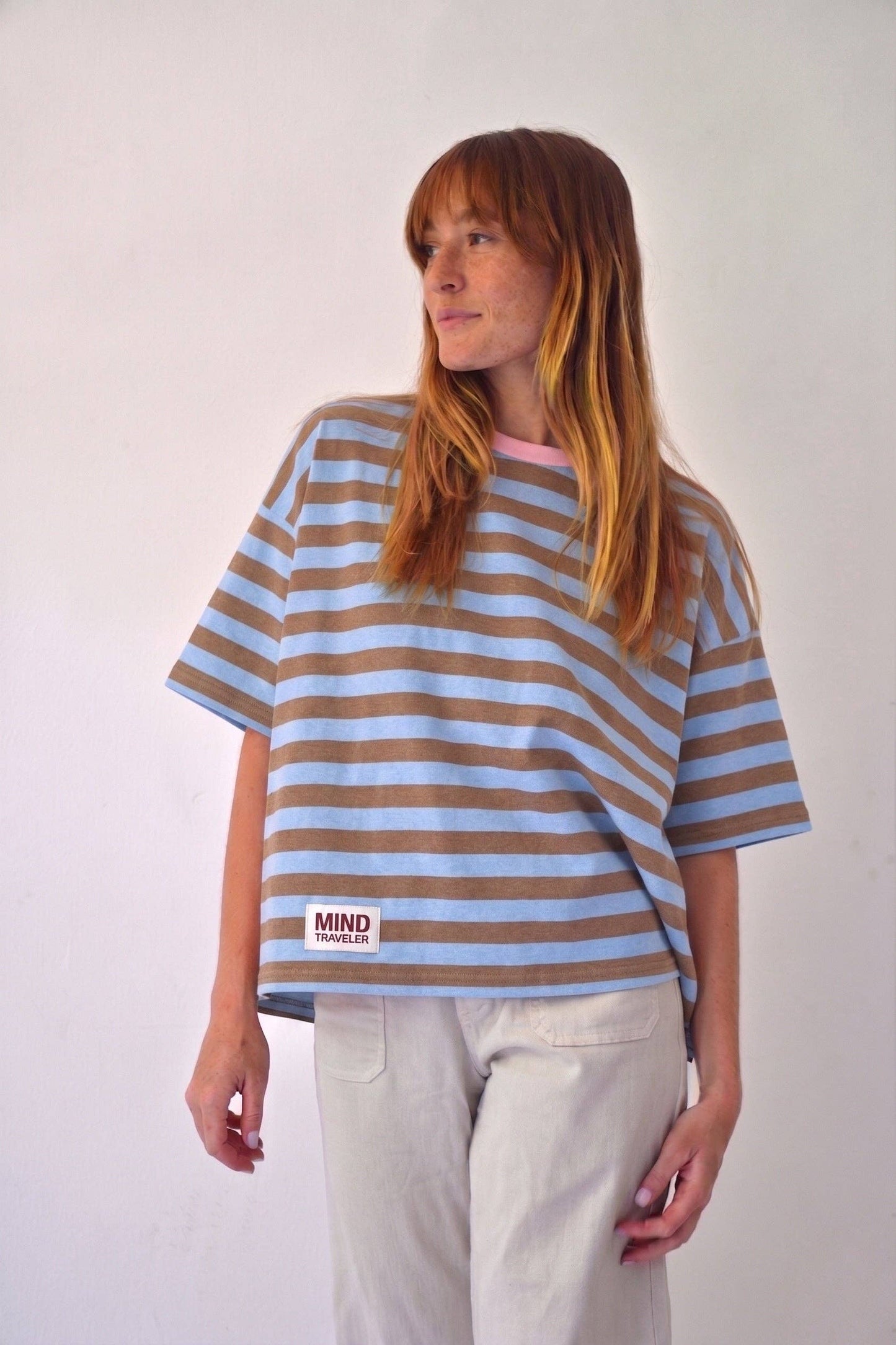 Camiseta Nunu Celeste e Castanha: M