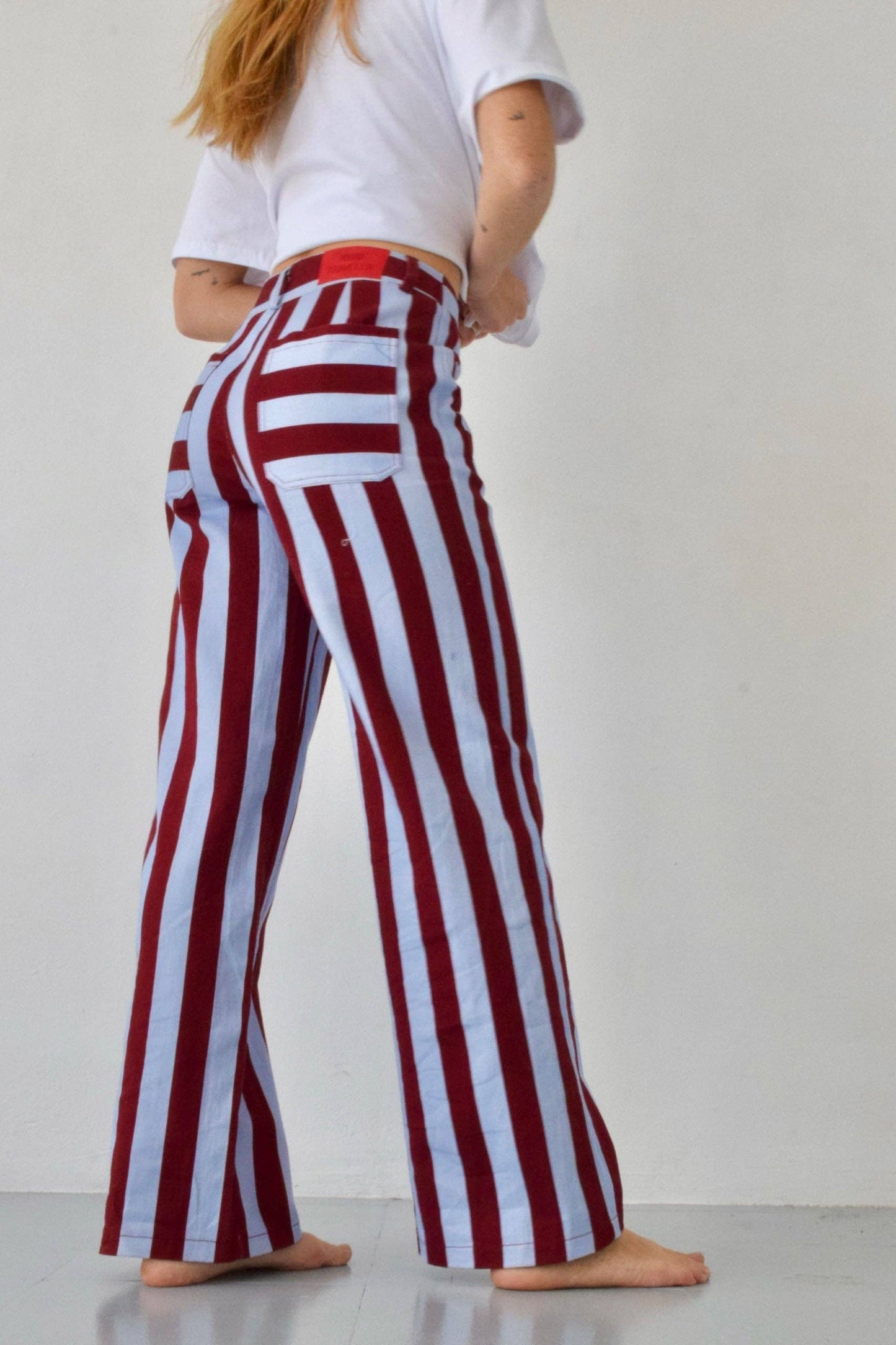Jeans Valeria Riscas Borgonha e Celeste: 40