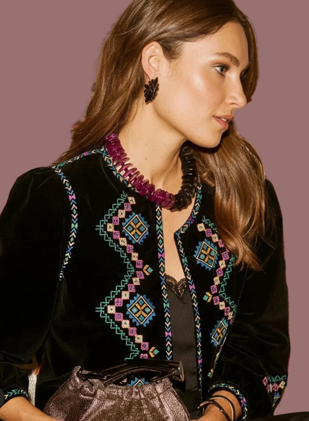 Jaqueta de Veludo bordada