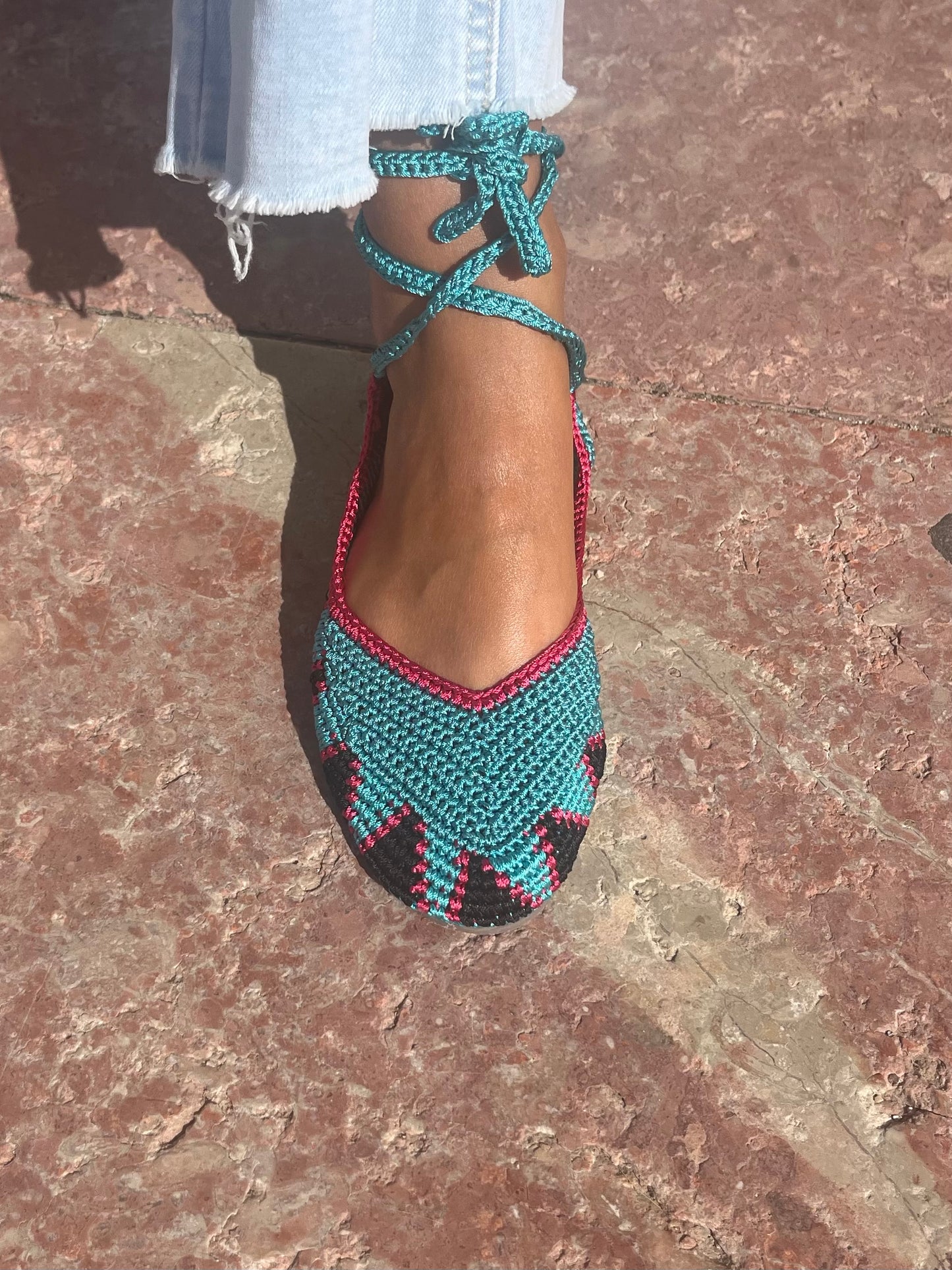 Sandália de crochet