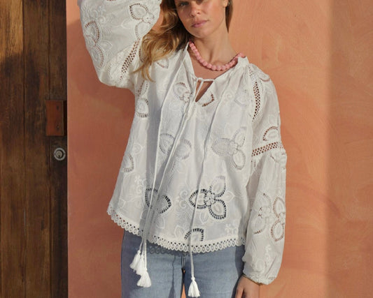 Camisa | Blusa bordada 100% algodão