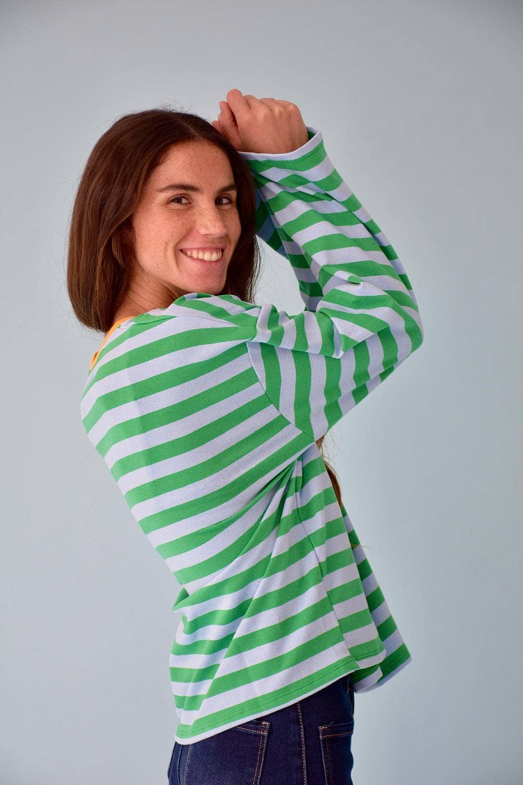 Camiseta Núria Verde e Azul: L