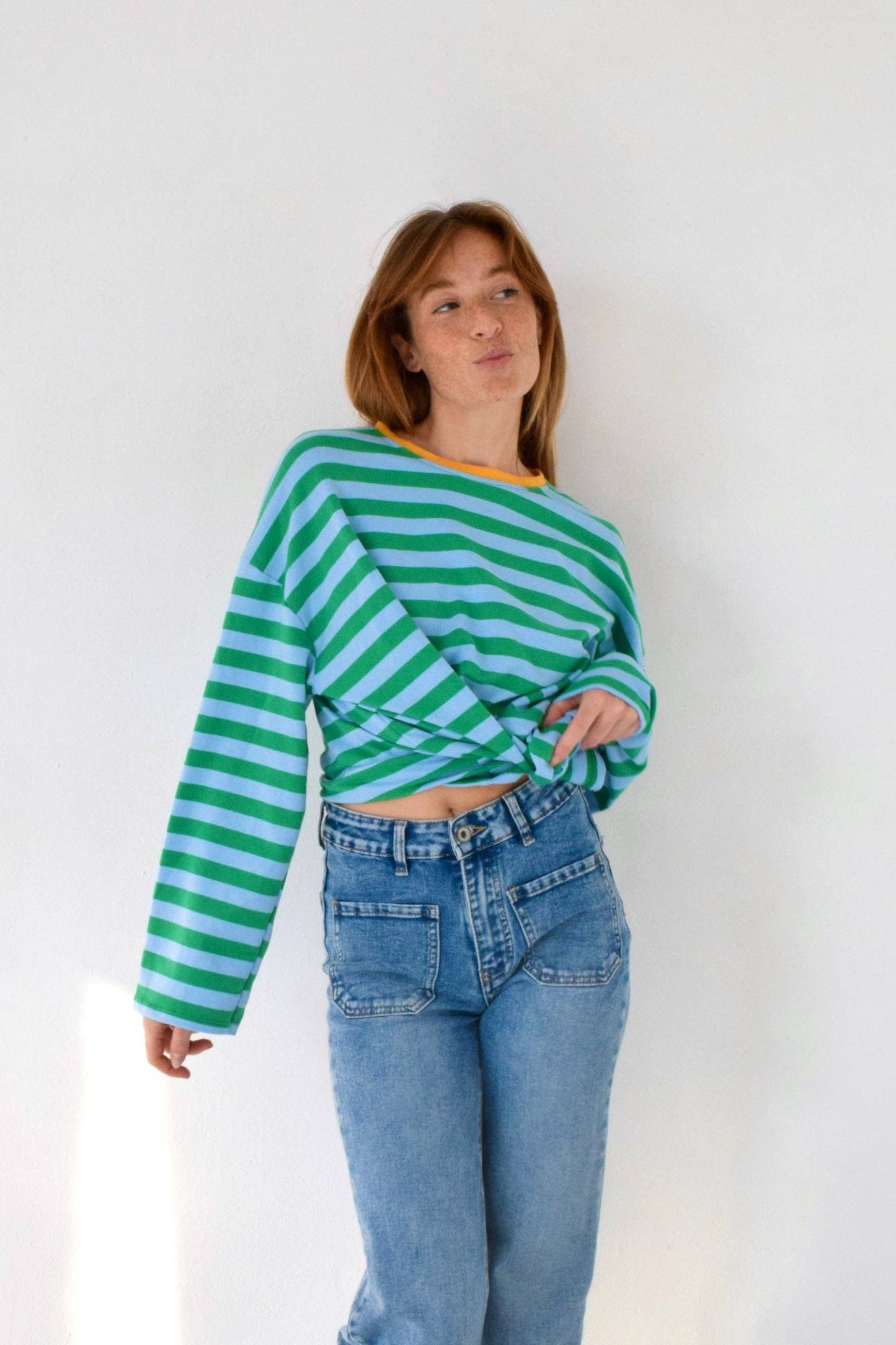 Camiseta Núria Verde e Azul-marinho: S
