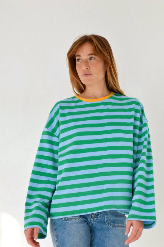 Camiseta Núria Verde e Azul-marinho: M