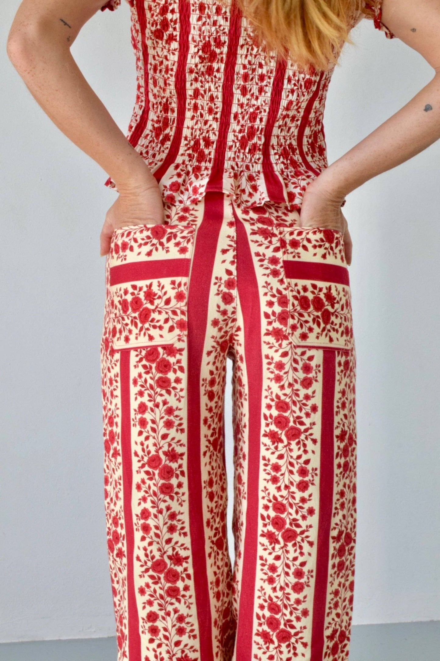 Jeans Valéria Flores Vermelho: 38